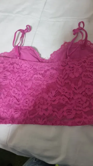 Top lencero Zara encaje rosa Talla S