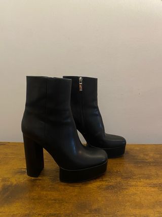 Botas Zara Tacón Alto Plataforma Negras