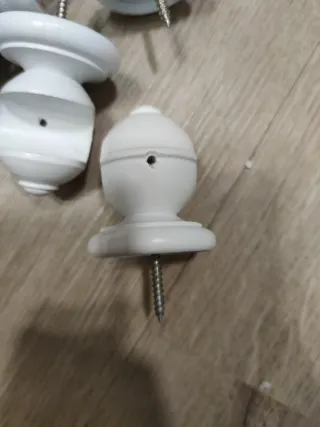 Soportes Cortina Madera Blancos (4 uds)