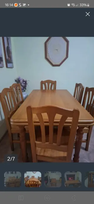 Mesa y 6 Sillas de Comedor Madera