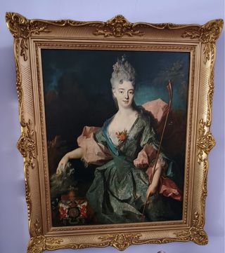 Cuadro antiguo madera pintado a mano grande