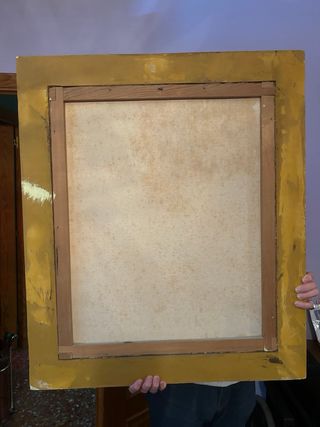 Cuadro antiguo madera pintado a mano grande