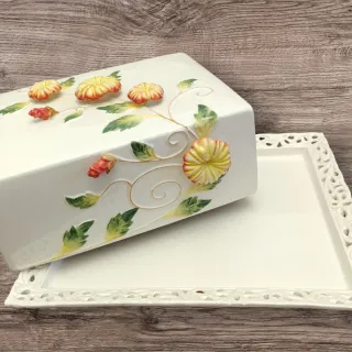 Vassoio torta con coperchio in ceramica