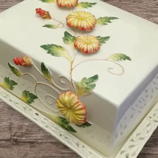 Vassoio torta con coperchio in ceramica