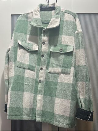 Chaqueta cuadros verde y blanco tipo franela