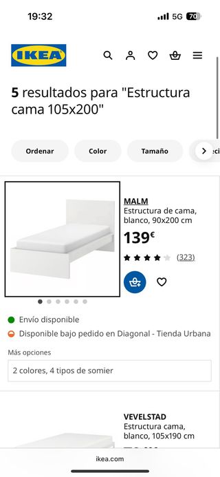 Estructura cama 105x208