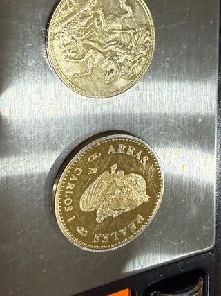 2 Monedas Oro Baño Peso 10,75g