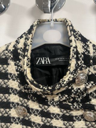 Abrigo Zara Cuadros Pata de Gallo Talla XS