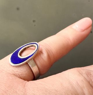 Anello vintage argento 925 smalto blu