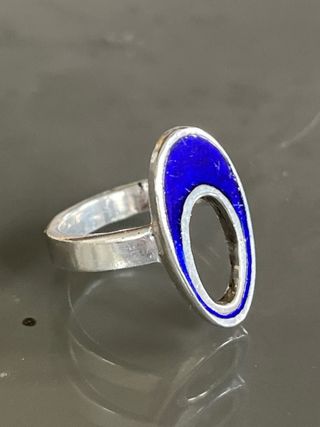 Anello vintage argento 925 smalto blu