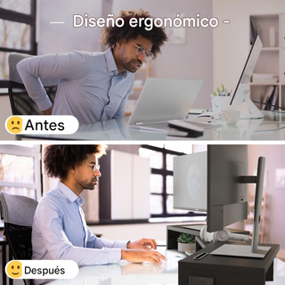 Soporte Monitor Doble Madera Negro/Marrón