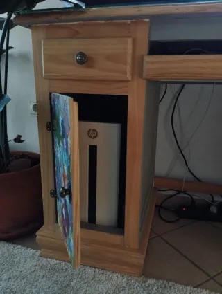 Escritorio juvenil madera y cristal