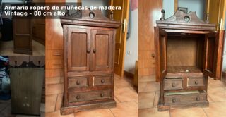 Armario ropero muñecas madera vintage 88cm