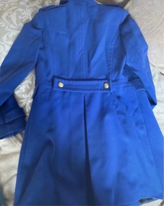 Abrigo de paño militar azul Zara