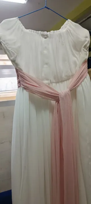 Vestido de comunión blanco y rosa