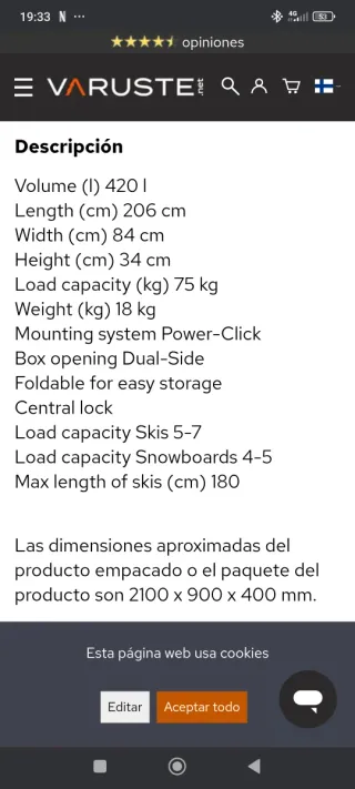Cofre techo Thule Dinamic M 800 titanio brillante.