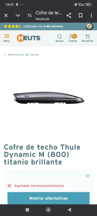 Cofre techo Thule Dinamic M 800 titanio brillante.