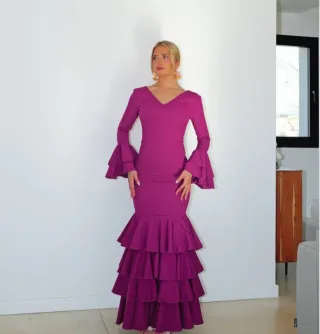 Vestido Flamenca Morado Volantes