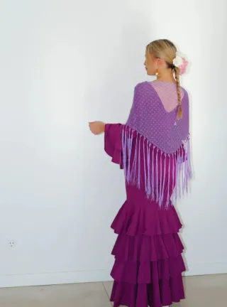 Vestido Flamenca Morado Volantes