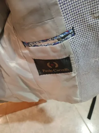 Americana niño cuadros azul y gris