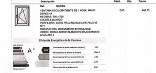 Ventana Oscilobatiente Aluminio Nueva, mosquitera