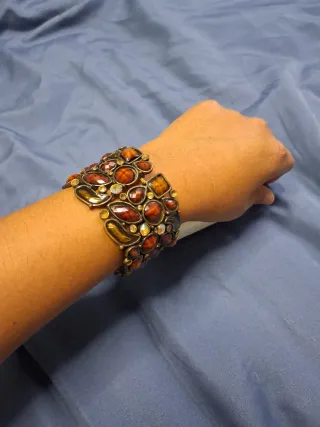 Pulsera piedras doradas y naranjas
