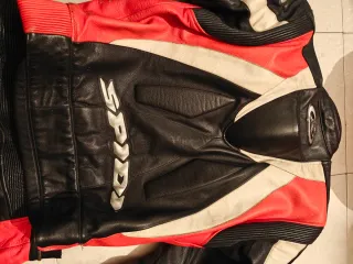 Traje de moto Spidi cuero rojo y negro