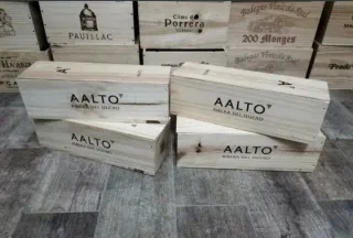 4 cajas grandes de madera con tapa corredera