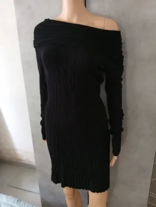 Abito in maglia nero cashmere e viscosa donna