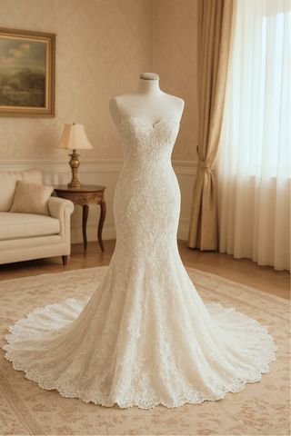 Vestido de Novia Sirena Encaje Blanco