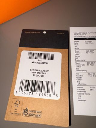 Abrigo reversible The North Face Talla Xl niño.