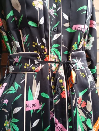 Vestido Pinko Negro Estampado Flores