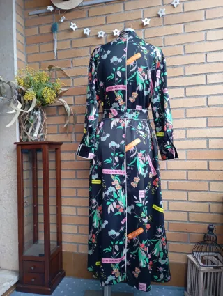 Vestido Pinko Negro Estampado Flores