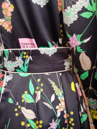 Vestido Pinko Negro Estampado Flores