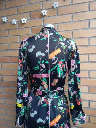 Vestido Pinko Negro Estampado Flores