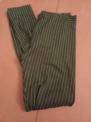 Pantaloni gessati aderenti nero/bianco