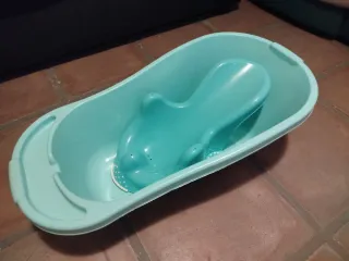 Bañera bebé azul con reductor para recién nacido