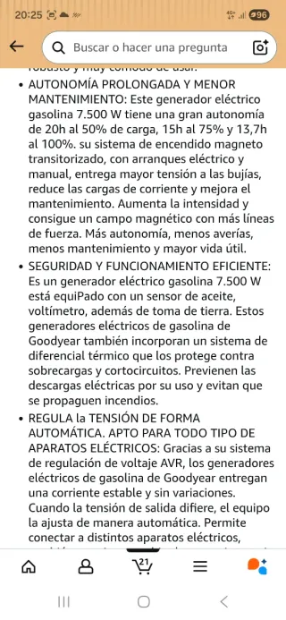 Generador eléctrico goodyear 8000w 230v