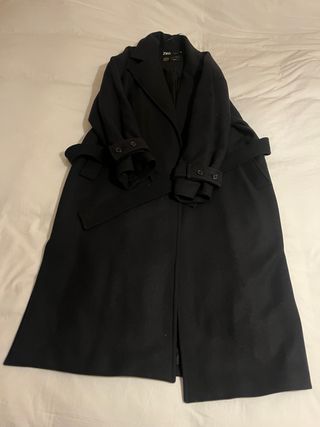 Abrigo Zara Lana Punto Talla Única Negro