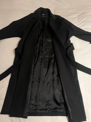 Abrigo Zara Lana Punto Talla Única Negro