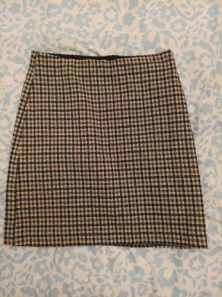 Falda estampada pico de gallo marrón