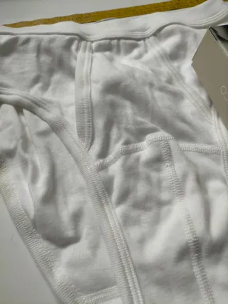 4 Slips Punto Blanco Algodón Blanco Talla S