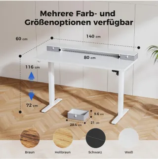 Escritorio elevable eléctrico 140x60 cm