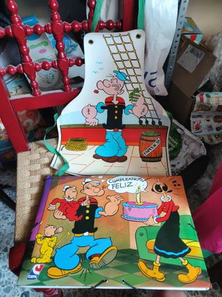 Antigua carpeta + delantal popeye Vintage años 80