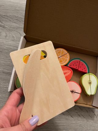 Juego de cortar frutas de madera Montessori