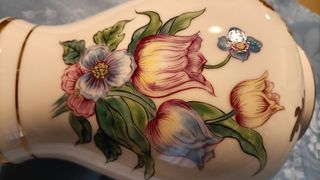 Potiche vintage decoro fiori e oro