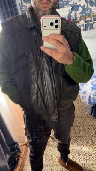 Chaleco de Piel Vintage marron