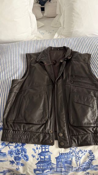 Chaleco de Piel Vintage marron