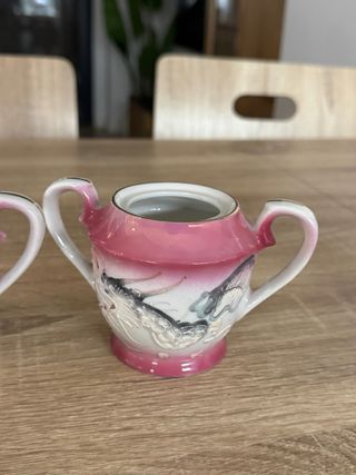 Juego de té porcelana dragón rosa