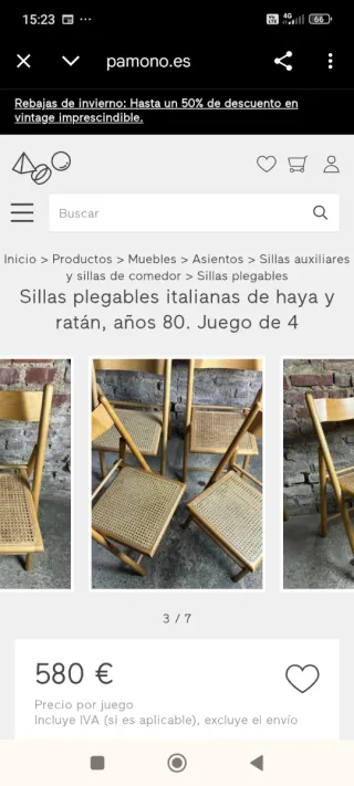 Silla plegable Aldo Jacober en Haya Vintage